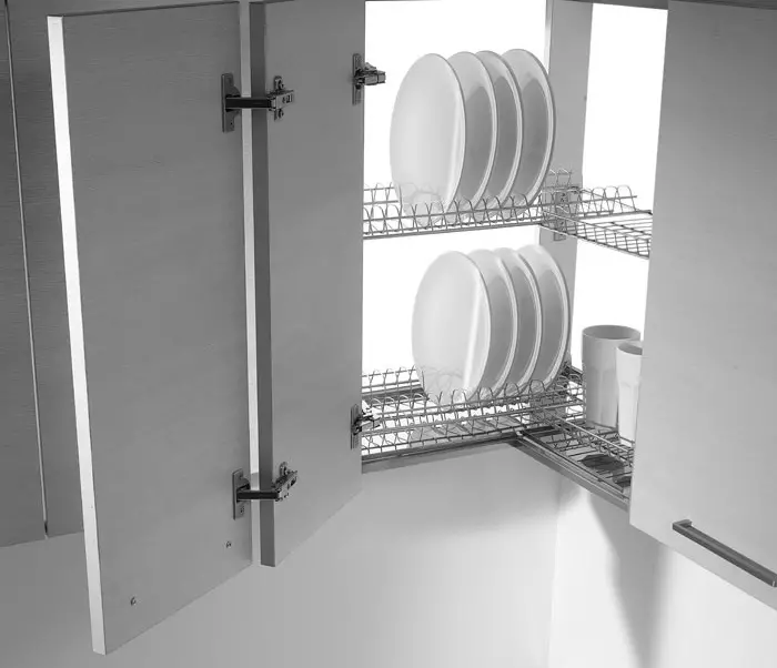 Dimensi pengering untuk piring di kabinet: pengering tertanam dengan ukuran 40-50 cm dan 60-80 cm, model lain 11056_8
