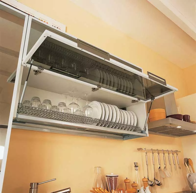 Kabinede bulaşıklar için kurutucu: Plakalar ve diğer modeller için dahili köşe mutfak kurutucuların tanımı 11057_19