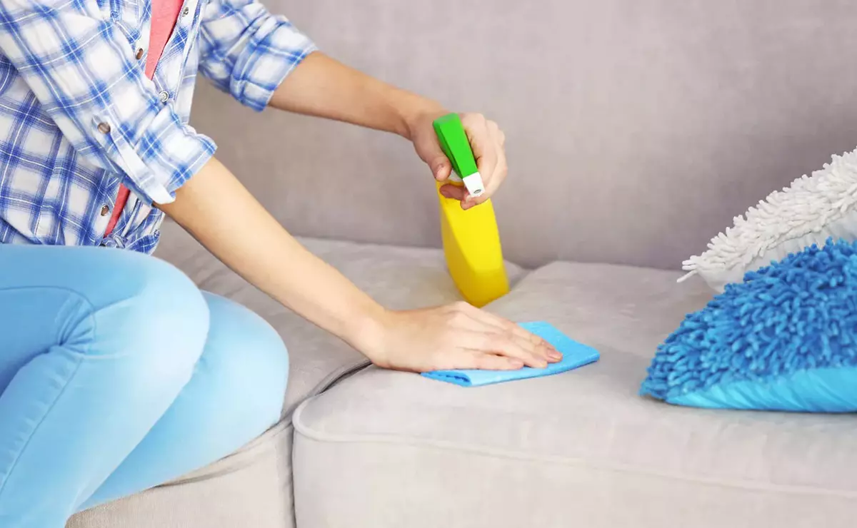 Rengøring af sofaen hjemme (50 billeder): Hvordan man hurtigt og effektivt rengør stoffets polstring fra snavs og glide med dine egne hænder? 11092_12