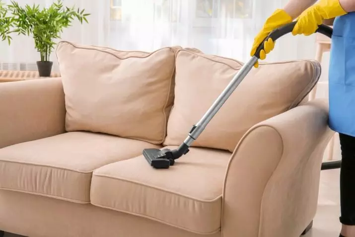 Pulizia del divano a casa (50 foto): come pulire rapidamente ed efficacemente la tappezzeria del tessuto dalla sporcizia e scivolare con le tue mani? 11092_21