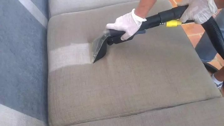 Sohvan puhdistaminen kotona (50 kuvaa): Kuinka nopeasti ja tehokkaasti puhdistaa kudoksen verhoilu likaa ja liu'uta omalla kädellään? 11092_22