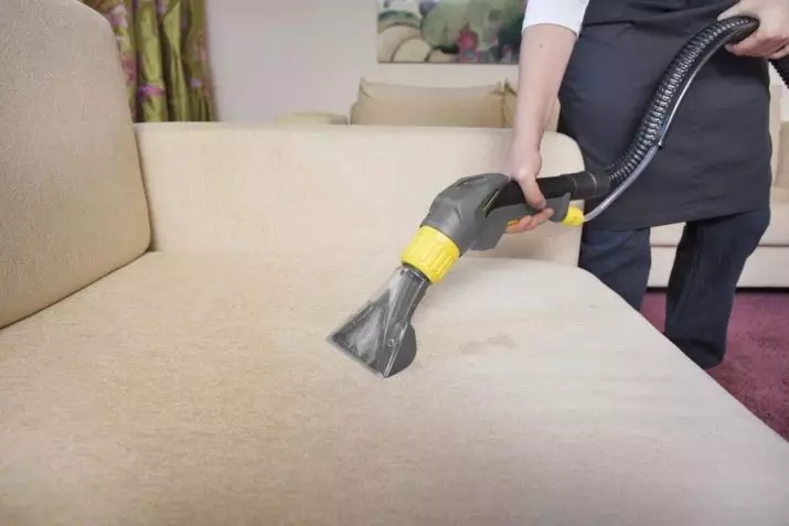 Sohvan puhdistaminen kotona (50 kuvaa): Kuinka nopeasti ja tehokkaasti puhdistaa kudoksen verhoilu likaa ja liu'uta omalla kädellään? 11092_48