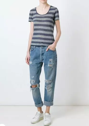 Jeans na mashimo: picha 120 za jeans za kike za kike, ambazo zimevaa 1111_9