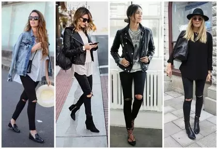 Black Jeans: Was zu tragen, verengt und eng Modelle 1118_15