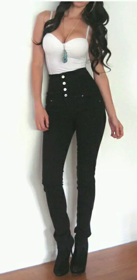 Дънки с висока талия - женски дънки с висока кацане (94 снимки): Какво да носят 1125_12