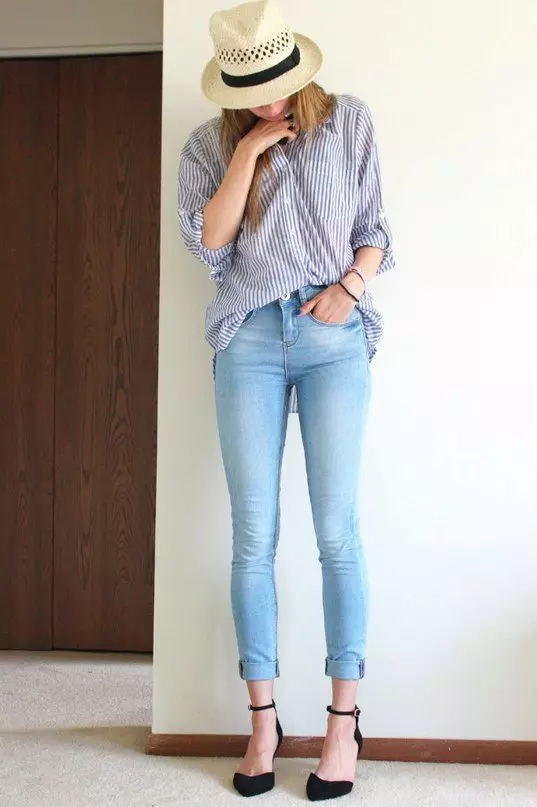 Дънки с висока талия - женски дънки с висока кацане (94 снимки): Какво да носят 1125_15