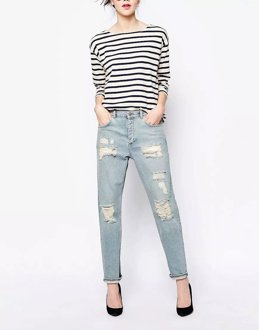 Рвані джинси-бойфренди (40 фото): з чим носити діряві джинси-бойфренди з дірками 1127_10