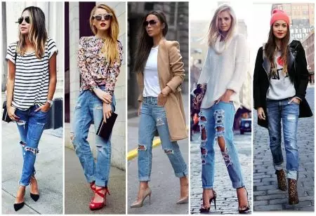 Geruk kêrel jeans (40 foto's): Wat 'n gaten kêrel jeans met gate dra 1127_22