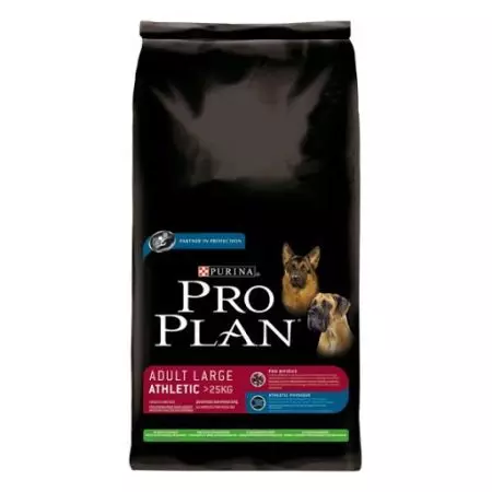 Purina Pro Plan pou chen nan elve gwo: Puppies ak chen granmoun ak ti mouton ak somon, manje sèk 18 kg ak lòt pwodwi, konpozisyon ak pousantaj chak jou 11339_5