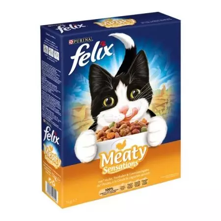 Comida seca para gatos FELIX: composición, comida para gatos para gatos adultos en paquetes de 1,5 kg, visión xeral de alimentación kitty 11349_7