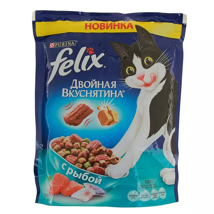 Droog voedsel voor Felix Cats: compositie, kattenvoer voor volwassen katten in packs 1,5 kg, kitty feed-overzicht 11349_8