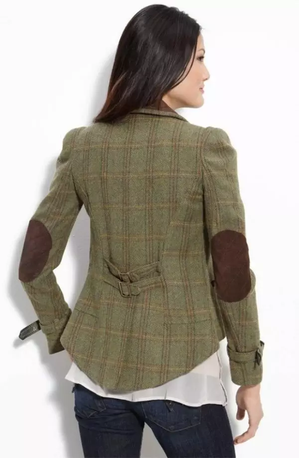Jaket dengan perpipaan di Elbows (37 foto): Model wanita dengan siku 1135_35