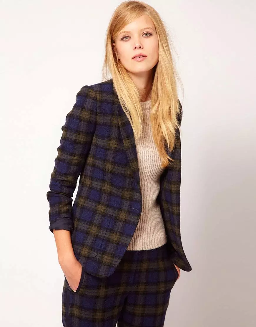 Checkered jopiči (50 fotografij): Kaj nositi žensko jakno v kletko 1139_12