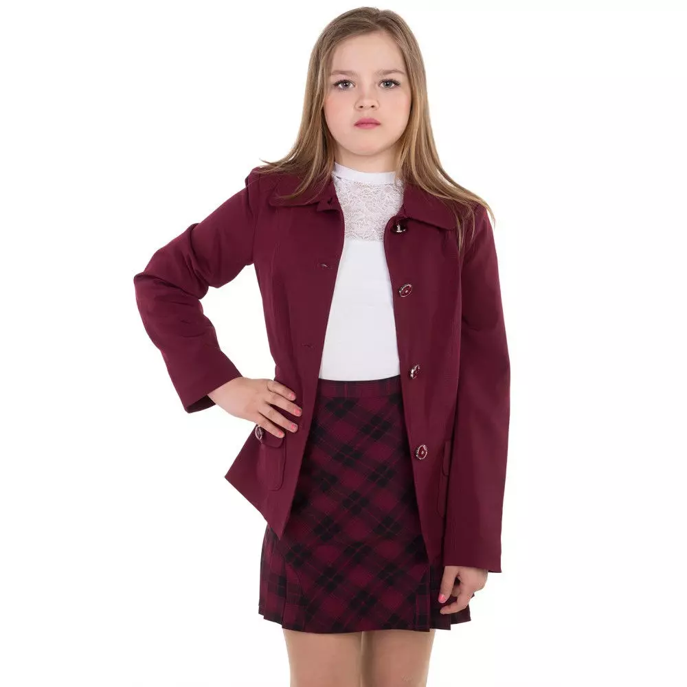 Jaket sekolah untuk kanak-kanak perempuan (48 gambar): burgundy, hijau, biru 1140_25