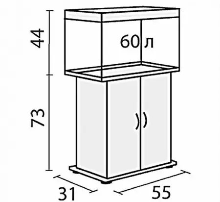 એક્વેરિયમ (50 ફોટા) હેઠળ ટ્યુબ: બેડસાઇડ ટેબલ કેવી રીતે બનાવવી? પરિમાણો સાથે રેખાંકનો. પેનોરેમિક એક્વેરિયમ 60, 100, 200 અને 300 લિટર માટે કોષ્ટકોની પસંદગી 11456_12