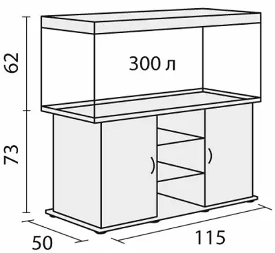 એક્વેરિયમ (50 ફોટા) હેઠળ ટ્યુબ: બેડસાઇડ ટેબલ કેવી રીતે બનાવવી? પરિમાણો સાથે રેખાંકનો. પેનોરેમિક એક્વેરિયમ 60, 100, 200 અને 300 લિટર માટે કોષ્ટકોની પસંદગી 11456_18
