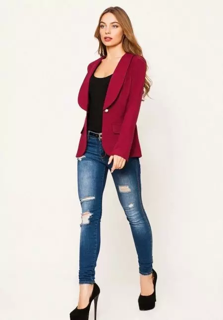 Burgundy Jacket (34 photos): Seo u lokelang ho se apara 1151_18