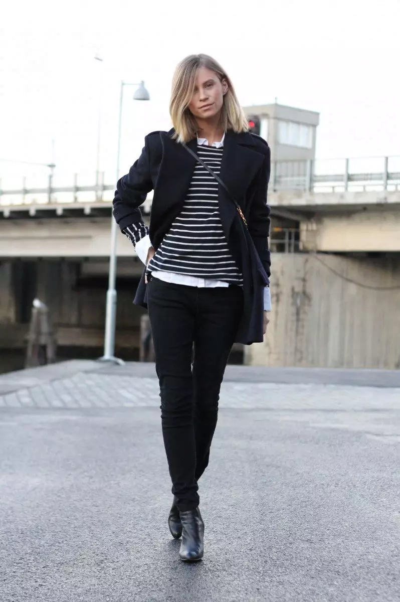 Zwart vrouwelijke jas (99 foto's): wat draagt, afbeeldingen, met broeken, jeans, shirt 1166_29