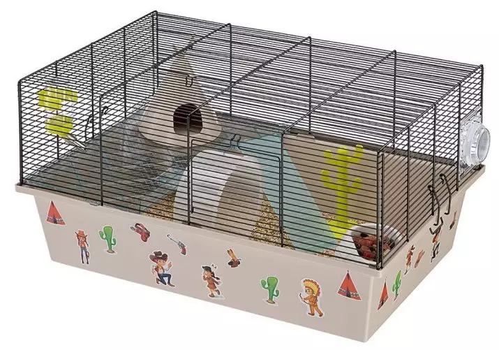 Kandang untuk hamster (52 foto): Model dua lantai besar dan tiga lantai dengan terowongan dan labirin, sel plastik kecil untuk mini duna hamster multi. Bagaimana cara melengkapinya? 11695_7
