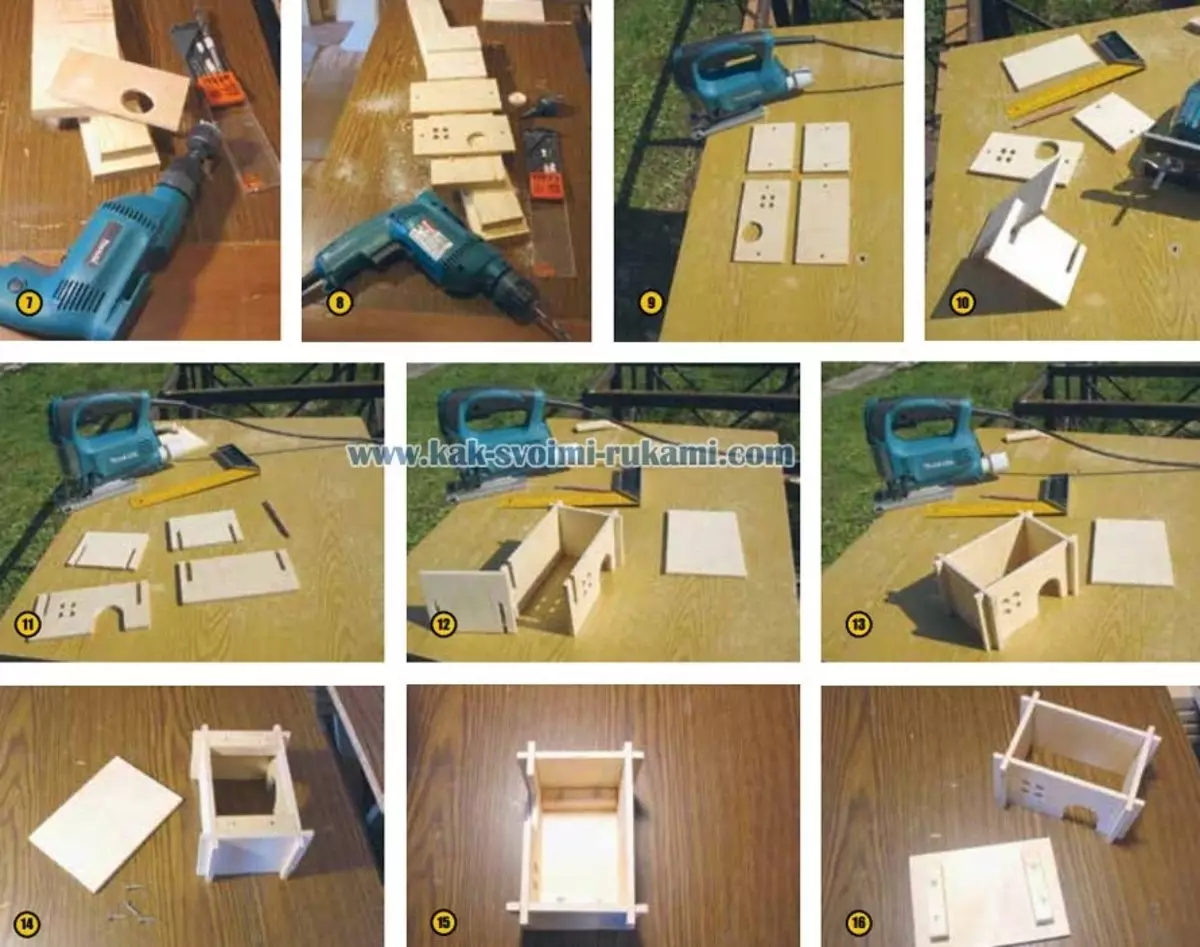 Чекића кућа (45 фотографија): Како направити кућу са картона и пластичних боца? Карактеристике домаћих кућа од дрвета, кокоса и папира 11723_33