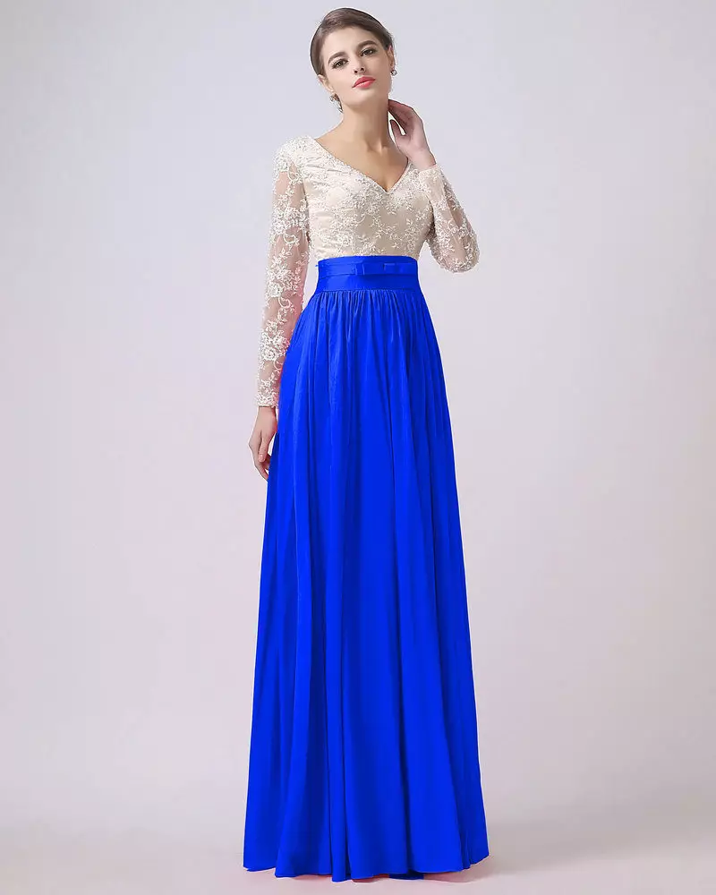 Gaun taffeta warna ultramarine