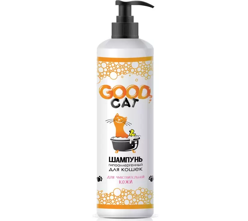 Cat Shampoo: Antial Lergenic Samestelling vir langharige katjies. Hoe om die kat te was, as daar geen spesiale is nie? Hoe gereeld kan ek 'n Feline Shampoo gebruik? 11886_20