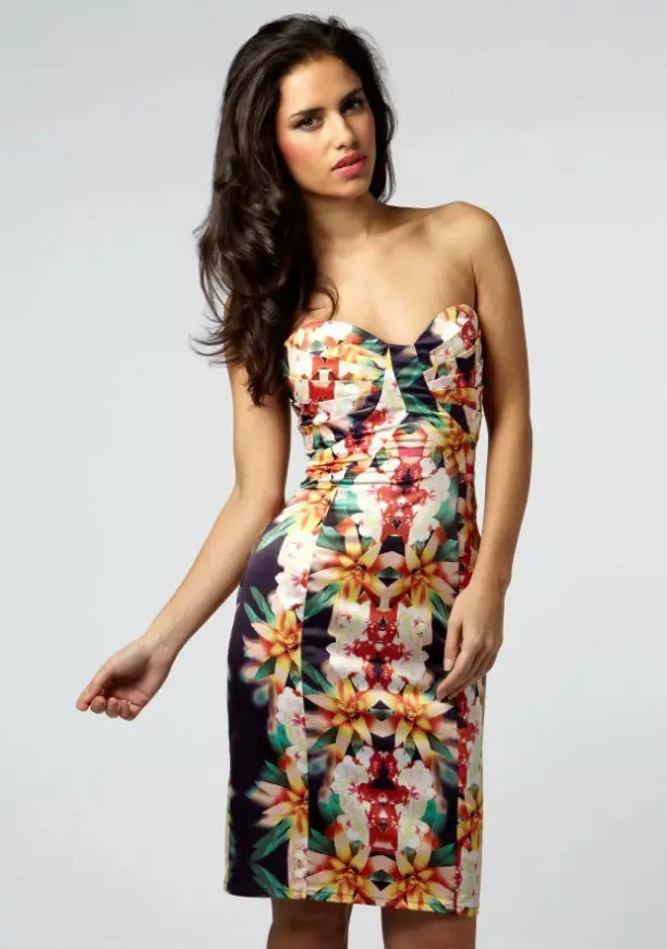 فستان ساتان مع طباعة زهرة