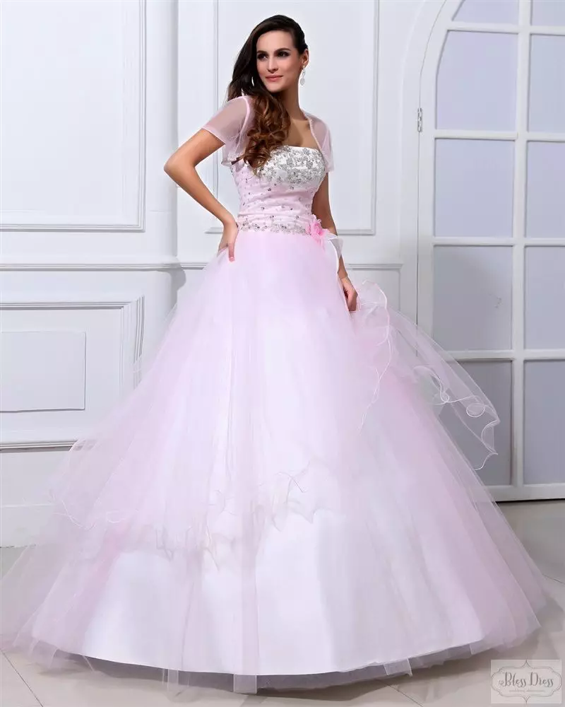 緞面婚紗禮服粉色