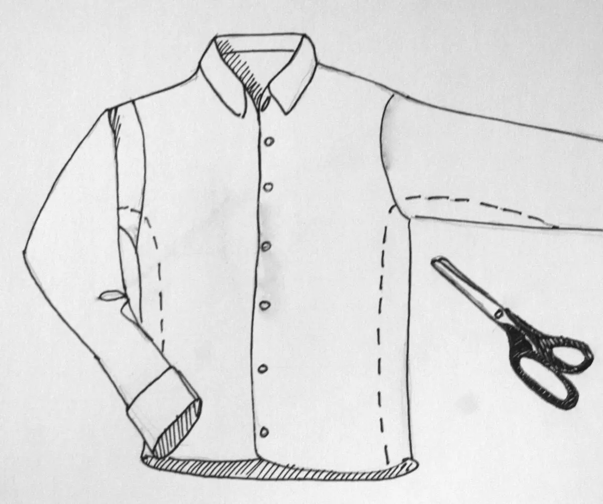 改變女性的女性襯衫（52張）：碩士課作為一件男性襯衫用自己的手製作女性 1223_24
