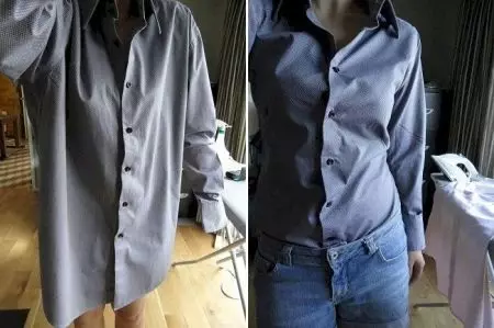 Alteración dunha camisa masculina en mulleres (52 fotos): clase mestra como unha camisa masculina fan que a femia coas súas propias mans 1223_8