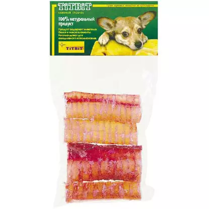 Dog Delicacies: Πώς να επιλέξετε σνακ; Φυσικά μπαστούνια για κουτάβια, λιχουδιές σκυλιών από το φως του βοείου κρέατος και άλλα είδη 12258_13
