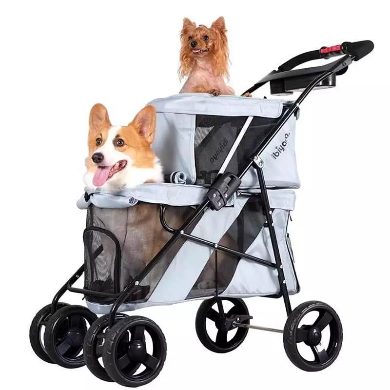 Wózki workowe (33 zdjęcia): Opis spacerowania przyjemności do transportu psów małych ras 12342_11