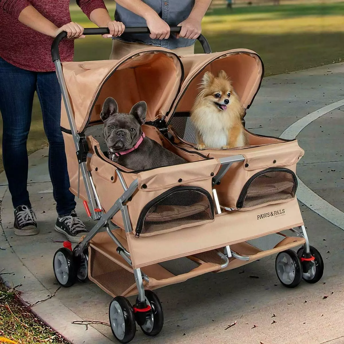 Кошница колички (33 снимки): Описание на плавателни колички за транспортиране на малки кучета порода 12342_5