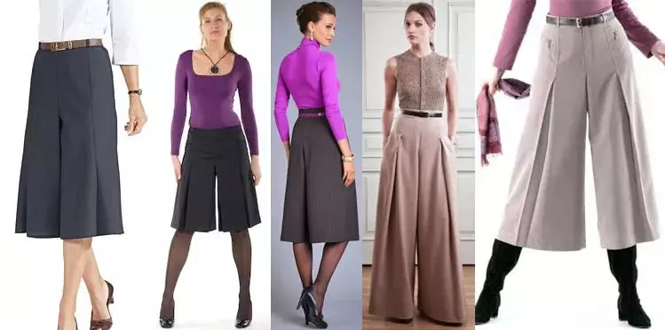 Suknja-pantalone uzorak (45 slike): Culota za punu žene, master class model sa mirisom i sa naborima za početnike 1290_24