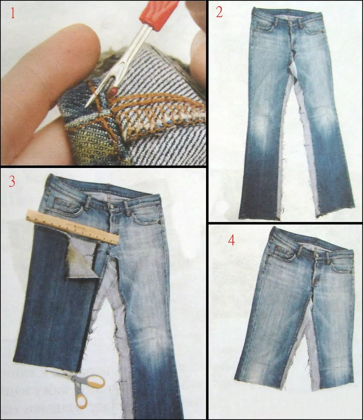 ສິ້ນຈາກ jeans ເກົ່າເຮັດມັນດ້ວຍຕົນເອງ: ຮູບແບບ, ວິທີການ sew ໄດ້ 1295_20