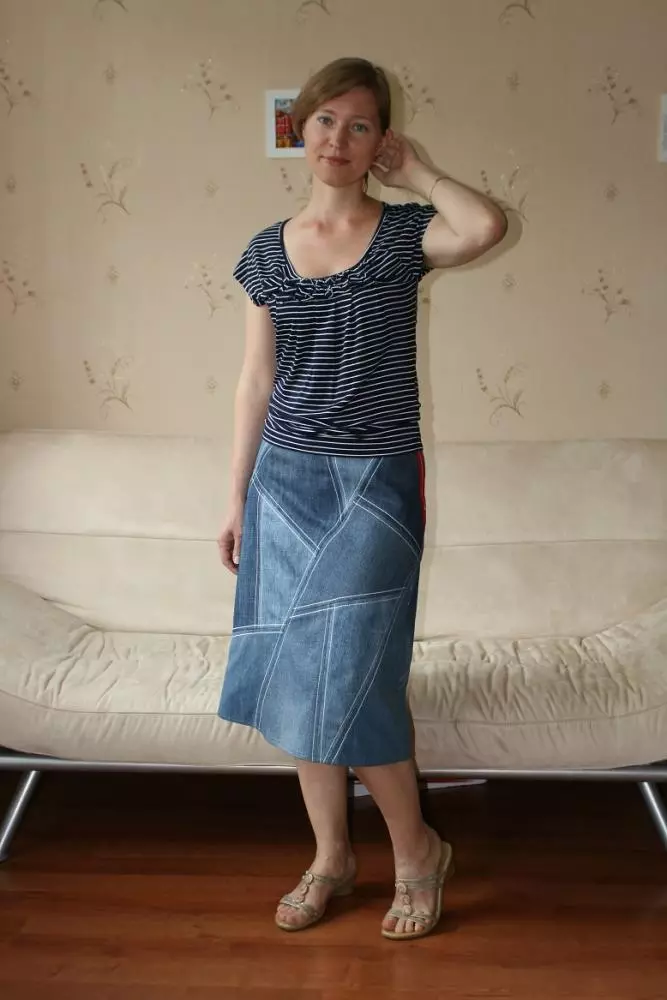 Kjol från gamla jeans gör det själv: mönster, hur man syr 1295_4
