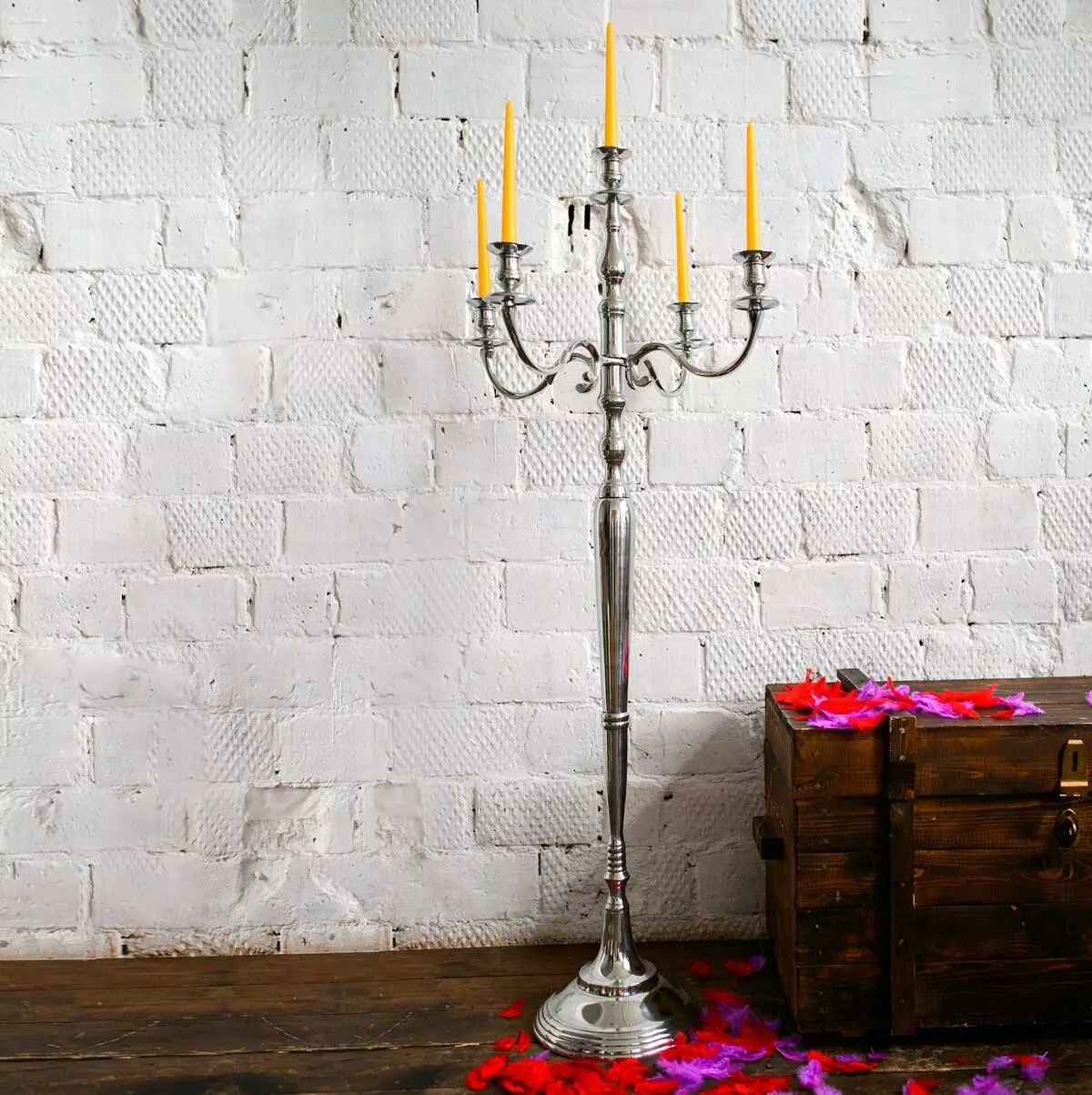 Kandelabra（85張照片）：幾個蠟燭的大燭台，自己做。牆壁和戶外，LED，青銅，銀等型號 13154_19