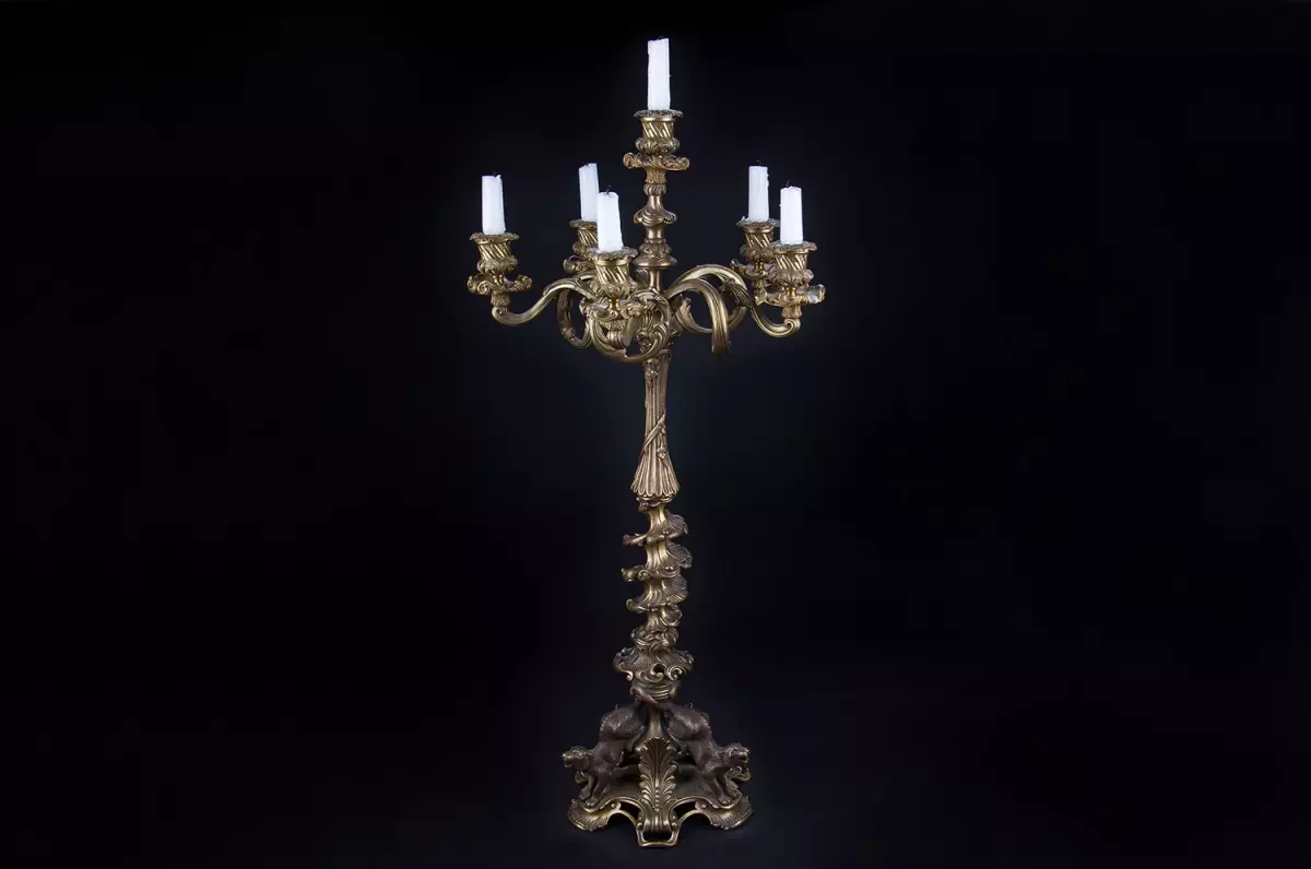 Kandelabra（85張照片）：幾個蠟燭的大燭台，自己做。牆壁和戶外，LED，青銅，銀等型號 13154_21