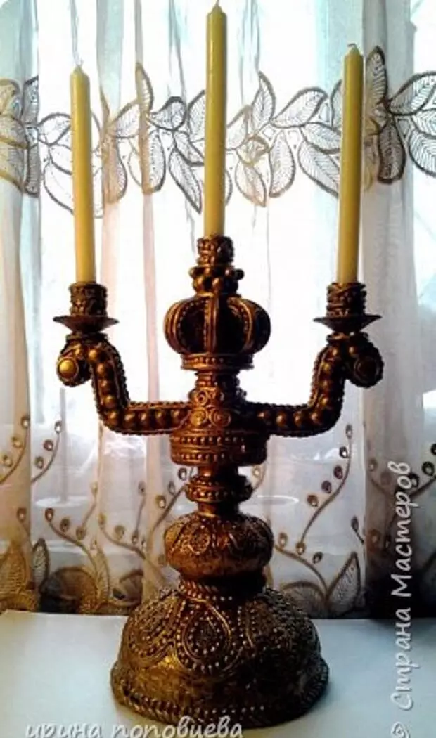 Kandelabra（85張照片）：幾個蠟燭的大燭台，自己做。牆壁和戶外，LED，青銅，銀等型號 13154_82