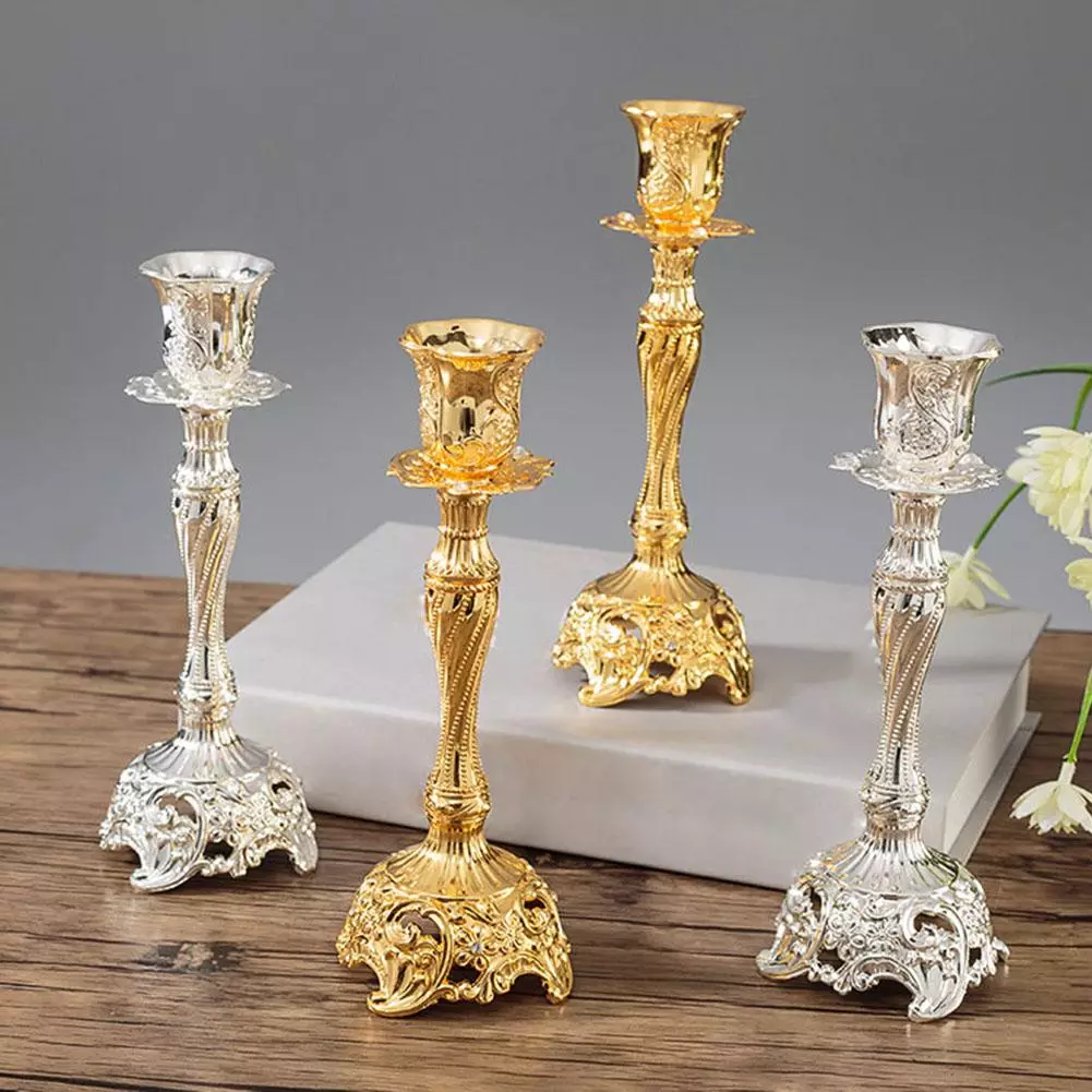 Candelabros de metal: candelabro negro de metal y oro, una vela y 5 velas, en forma de ciervos y otros candelabros decorativos de hierro 13157_35