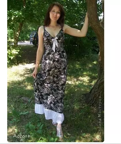 Sarafan Patterns (146 foto's): Hoe de zomer snel naaien en doe het gewoon zelf, met een taille op de schouders en in de stijl van Boho, voor zwangere vrouwen 13262_75