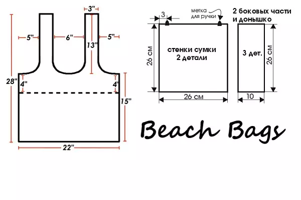 Beach sak ak men pwòp ou a (77 foto): modèl, fè yon sak-tapi pou plaj la, klas mèt sou adapte soti nan twal la, brode Kwochè 13263_16