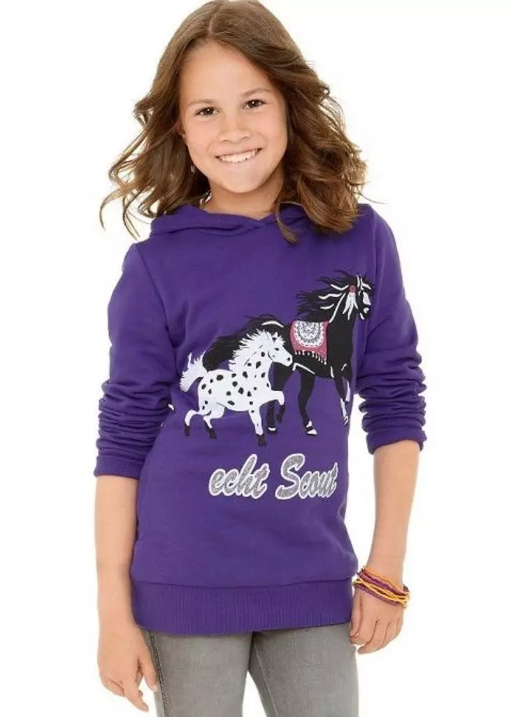 Sweatshirt voor het meisje (80 foto's): adolescente modellen voor meisjes 10-12 en 13-14 jaar oud, sweatshirt Faberlik, Nekst, on bont, bliksem 1326_25