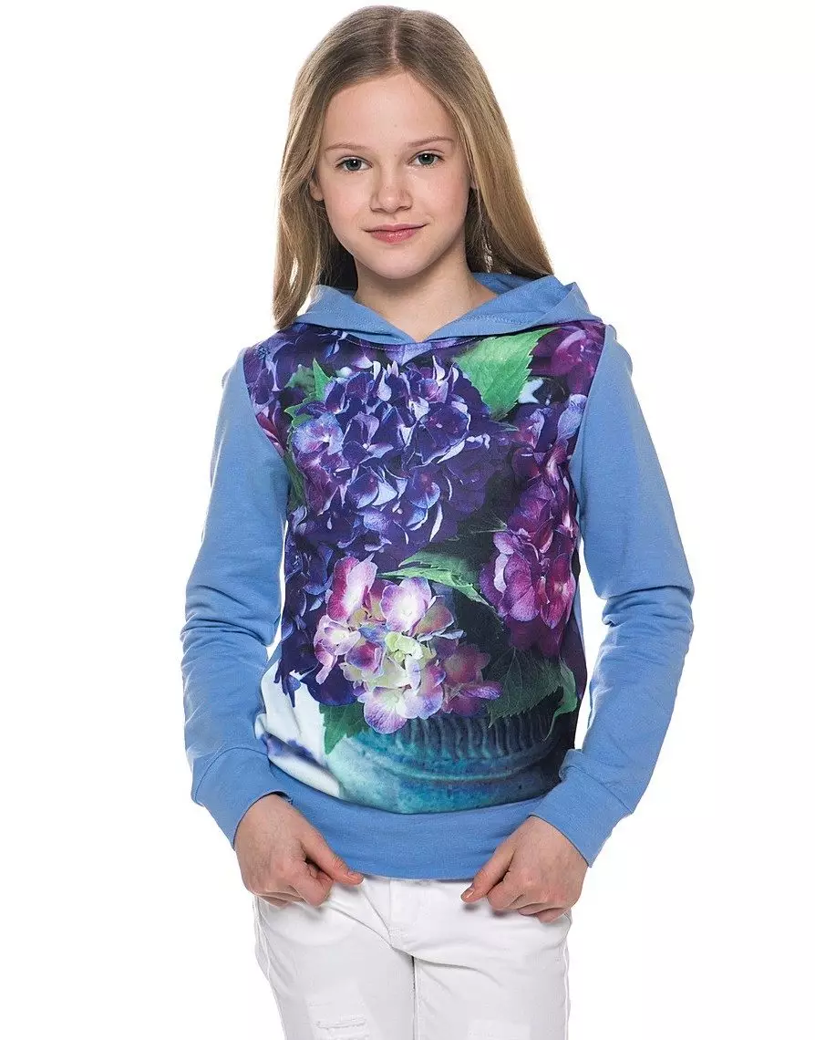 Sweatshirt voor het meisje (80 foto's): adolescente modellen voor meisjes 10-12 en 13-14 jaar oud, sweatshirt Faberlik, Nekst, on bont, bliksem 1326_64