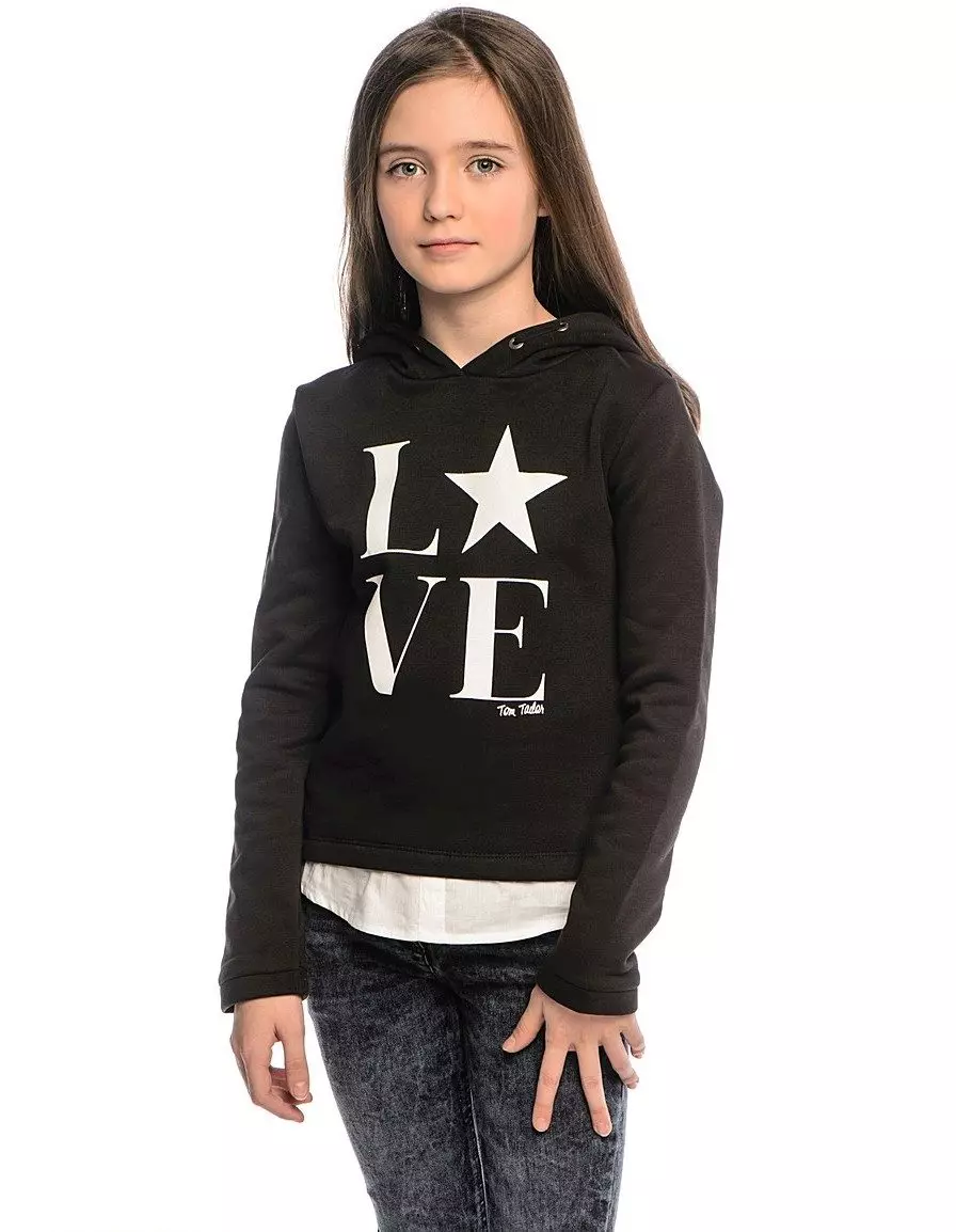 Sweatshirt foar it famke (80 foto's): adolesinte modellen foar famkes 10-12 en 13-14 jier âld, sweatshirt Faberlik, nekst, op bont, bliksem 1326_68
