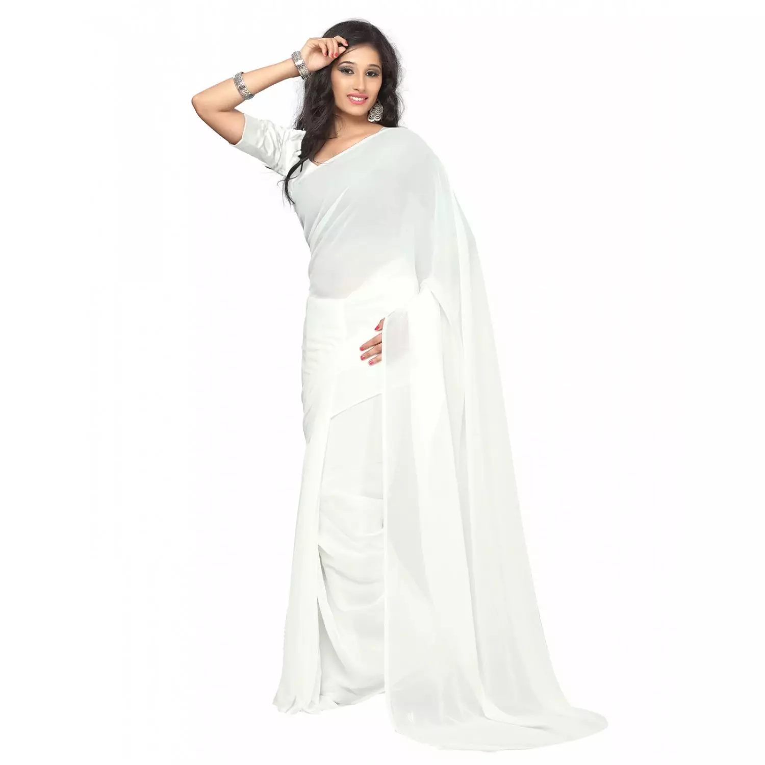 Fehér sari minták nélkül