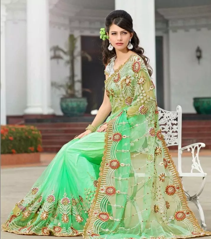 Green Svatební Sari.