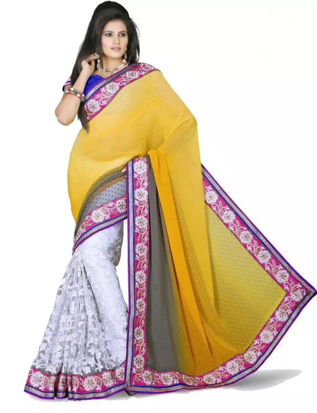 Indiase sari oranje-lila