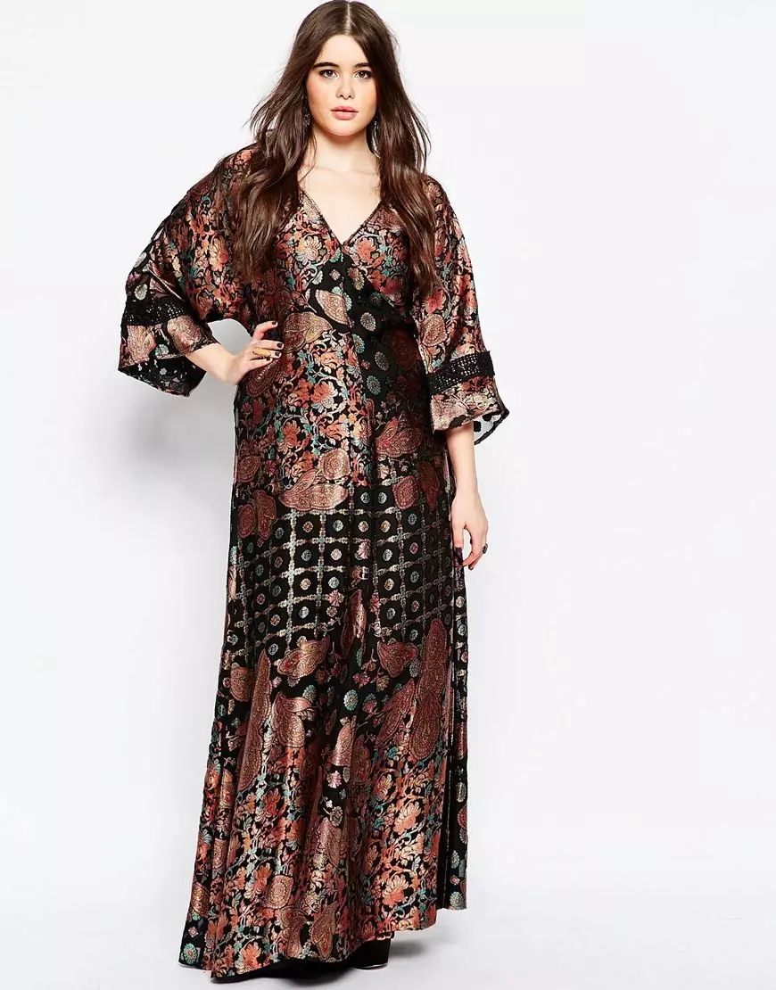 Kimono Brown-Black Dress voor volledige vrouw