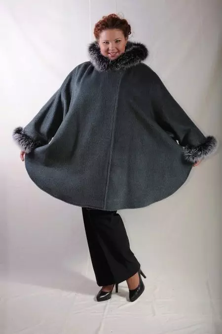 Pončo za potpune žene (50 fotografija): pletene, zimske žene velike veličine poncho 13406_48